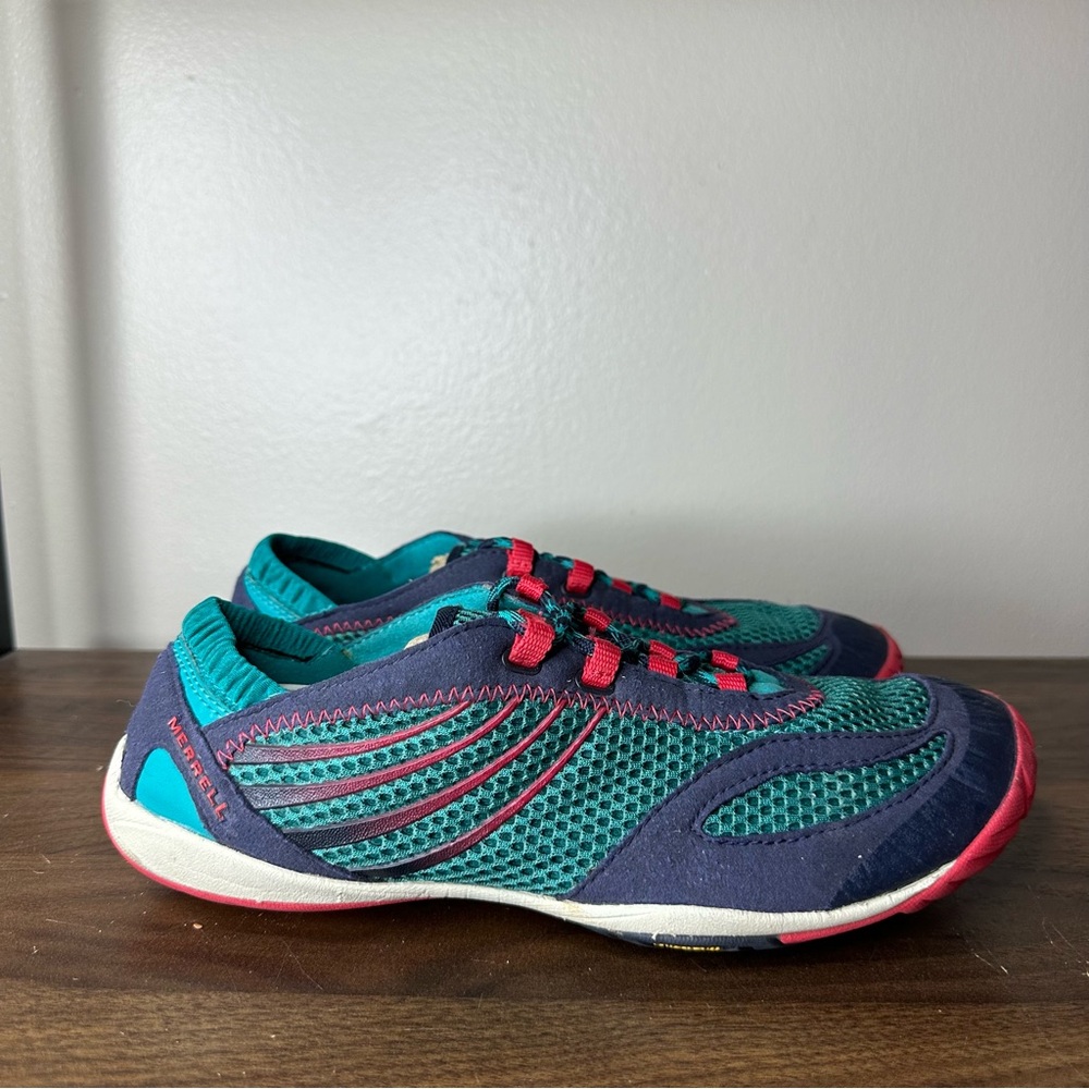 Merrell Barefoot Pace Glove Trail Teal Red Shoes Sz 8.5